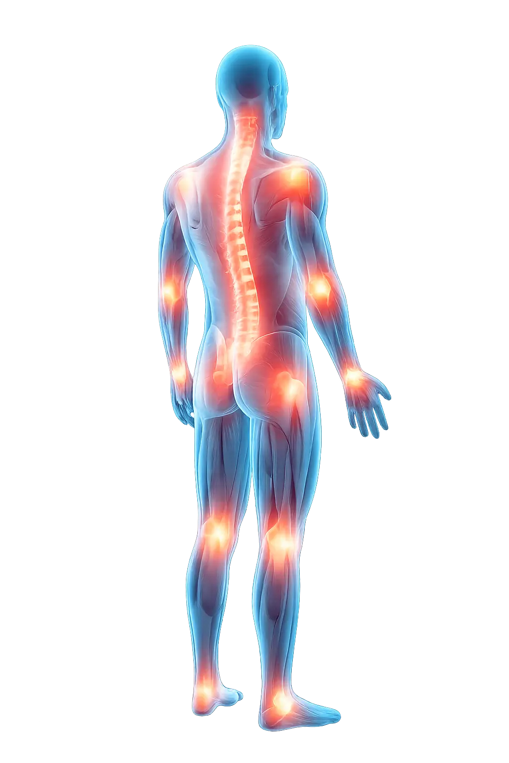 Anatomical illustration showing joint and muscle areas Alpen Flex supports